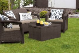 Комплект мебели Корфу со столиком-сундуком (Corfu box set) коричневый | фото